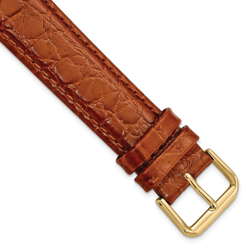 19mm Brown Alligator Grain Leather Gold-tone Buckle Watch Band