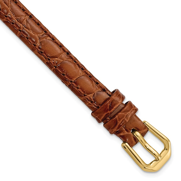 8mm Brown Alligator Grain Leather Gold-tone Buckle Watch Band