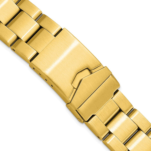 18-20mm Gold-tone Oyster-Style Solid LInk w/Deploy Buckle Watch Band