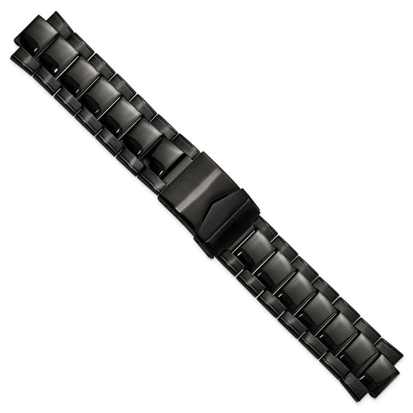 24-26mm Blk PVD-plated Oyster-style w/Deploy Watch Band