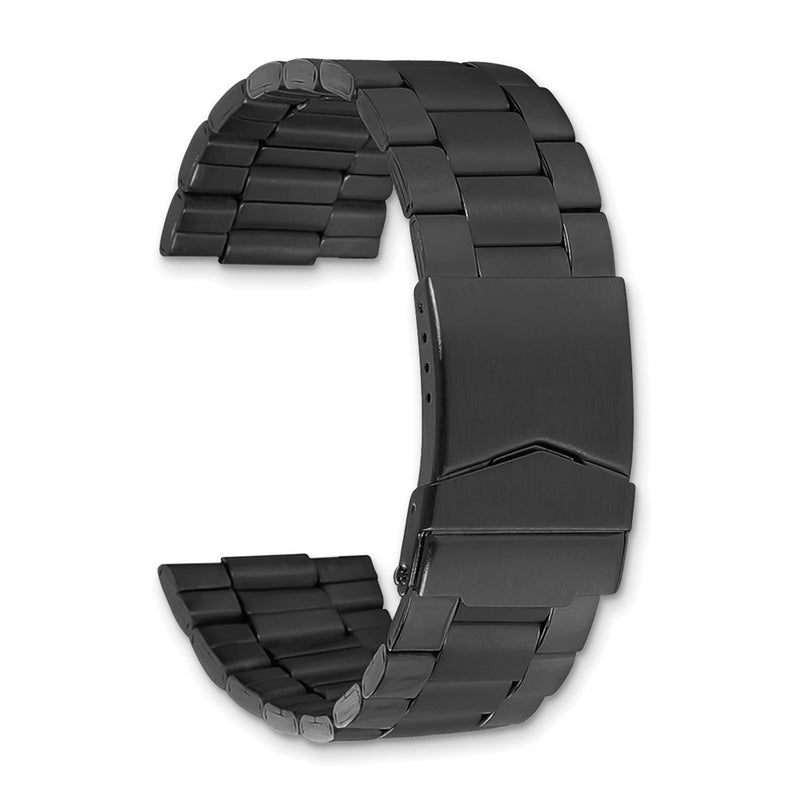 24-26mm Blk PVD-plated Oyster-style w/Deploy Watch Band