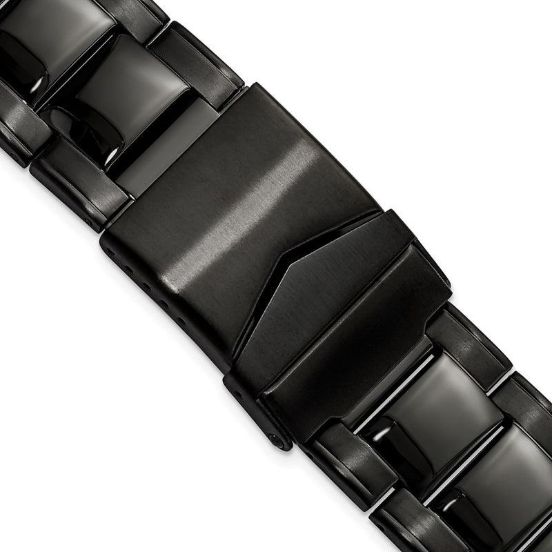 24-26mm Blk PVD-plated Oyster-style w/Deploy Watch Band