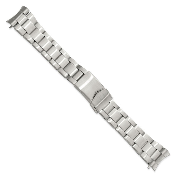 DeBeer 18-20mm Satin Stainless Steel Oyster-Style Link with Deployment Buckle 6.75 inch Watch Band