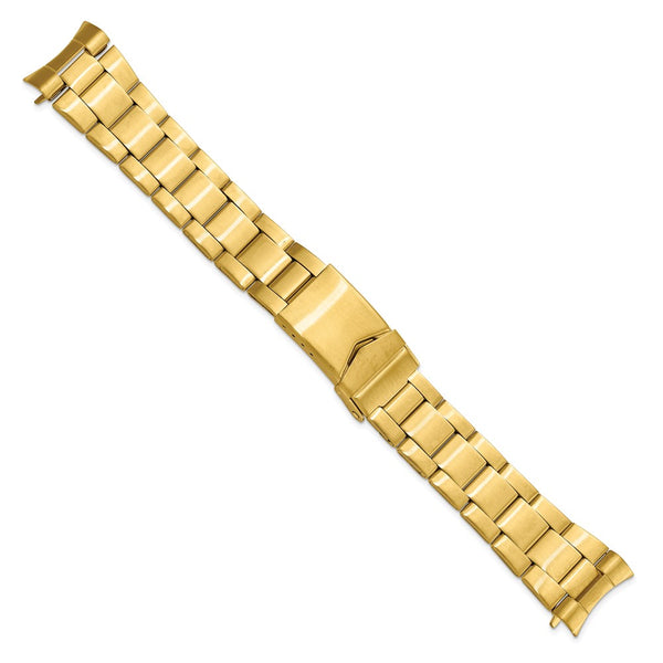 18-20mm Gold-tone Oyster-Style Link with Deploy Buckle Watch Band