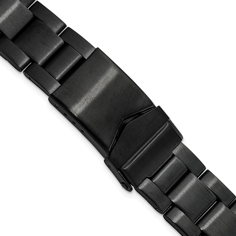 18-23mm Blk PVD-plated Oyster-Style Link Deployment Buckle Watch Band