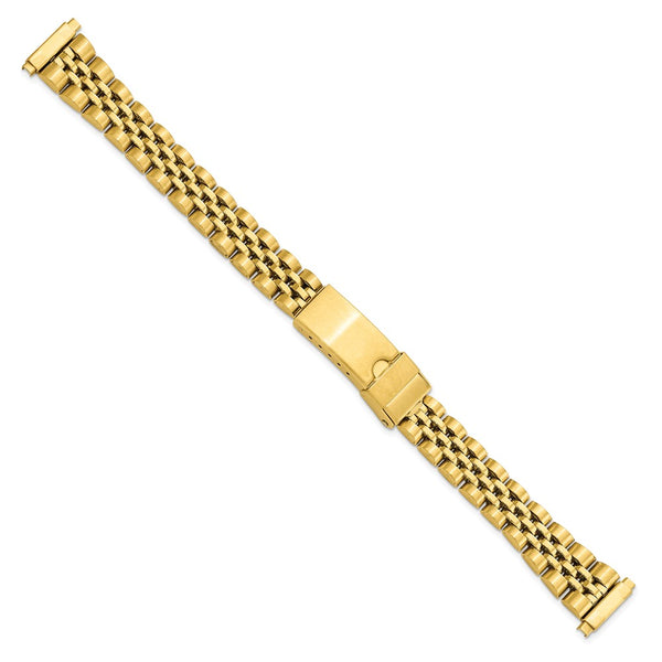 DeBeer 12-15mm Ladies Satin and Polished Gold-tone Stainless Steel Jubilee-Style with Deployment Buckle 7 inch Watch Band