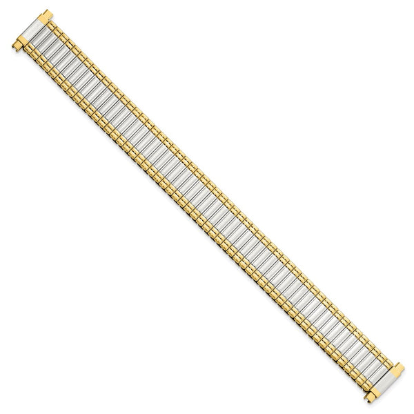 DeBeer 12-15mm Ladies Sanded and Polished Two-tone Stainless Steel Thin-Flexo Expansion Link 6 inch Watch Band