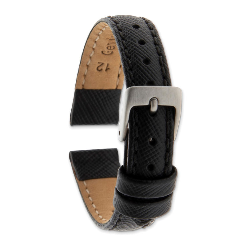 Gilden Black 18mm Matte Gator Grain Calfskin Watch Band