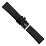 Gilden Black 20mm Matte Gator Grain Calfskin Leather with Silver-tone Aluminum Buckle 7.75 inch Watch Band