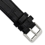 Gilden Black 20mm Matte Gator Grain Calfskin Leather with Silver-tone Aluminum Buckle 7.75 inch Watch Band