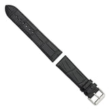 Gilden Black 22mm Matte Gator Grain Calfskin Leather with Silver-tone Aluminum Buckle 7.75 inch Watch Band