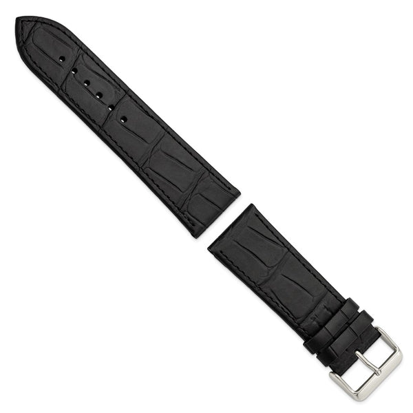 Gilden Black 26mm Matte Gator Grain Calfskin Watch Band