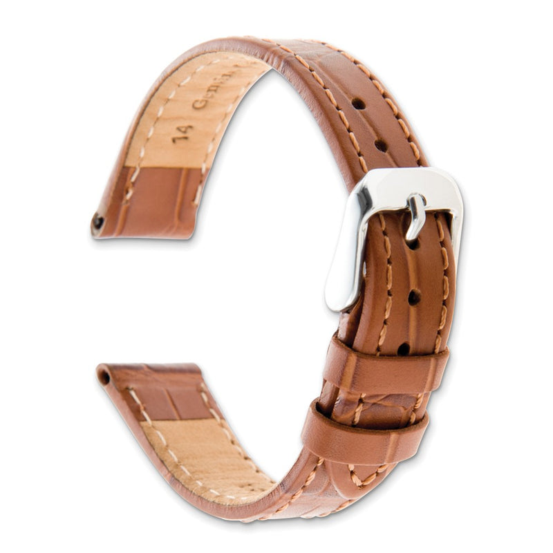 Gilden 28mm Light Brown Matte Gator Grain Calfskin Leather Watch Band