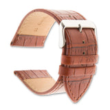 Gilden 28mm Light Brown Matte Gator Grain Calfskin Leather with Silver-tone Aluminum Buckle 7.75 inch Watch Band