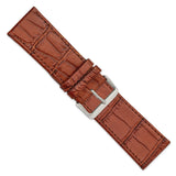 Gilden 28mm Light Brown Matte Gator Grain Calfskin Leather with Silver-tone Aluminum Buckle 7.75 inch Watch Band