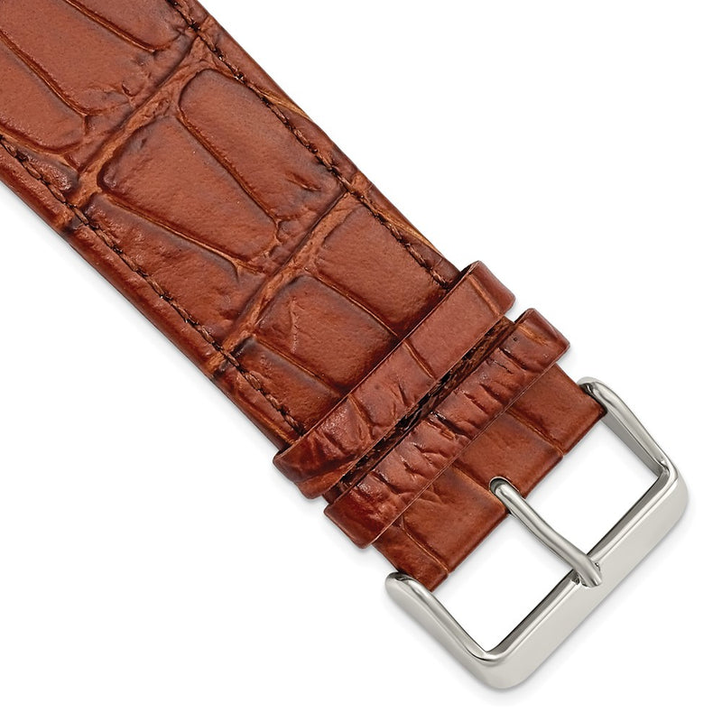 Gilden 28mm Light Brown Matte Gator Grain Calfskin Leather Watch Band