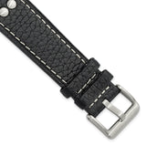 Gilden 22mm Black Flat Stitched Calfskin w/Studs Watch Band