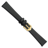 Gilden 14mm Black Classic Calfskin Gold-tone Buckle Watch Band