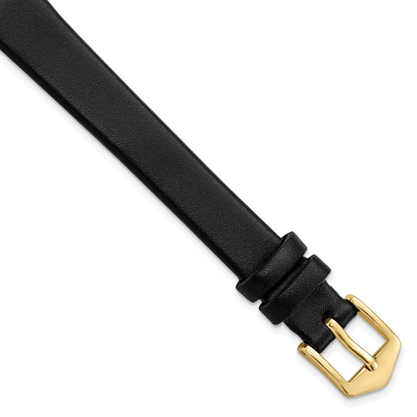 Gilden 12mm X-Long Black Classic Calfskin Gold-tone Buckle Watch Band