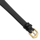 Gilden Long 13mm Black Calfskin Gold-tone Buckle Watch Band