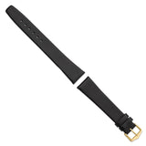 Gilden 20mm Long Black Classic Calfskin Leather with Gold-tone Aluminum Buckle 8.25 inch Watch Band