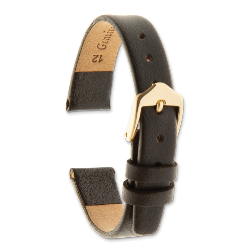 Gilden 18mm Dark Brown Classic Calfskin Gold-tone Buckle Watch Band