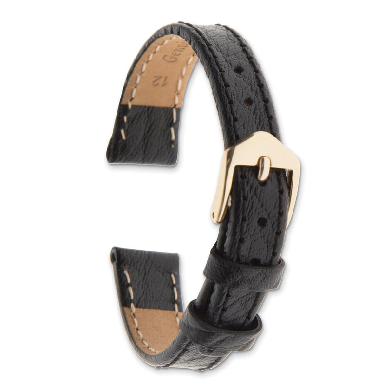 Gilden 16mm Black Buffalo Grain Calfskin Watch Band
