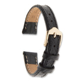 Gilden 16mm Black Buffalo Grain Calfskin Leather with Gold-tone Aluminum Buckle 7.5 inch Watch Band