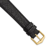 Gilden 16mm Black Buffalo Grain Calfskin Leather with Gold-tone Aluminum Buckle 7.5 inch Watch Band