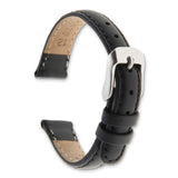 Gilden 10mm Black Oilskin Leather w/Silver-tone Buckle Watch Band