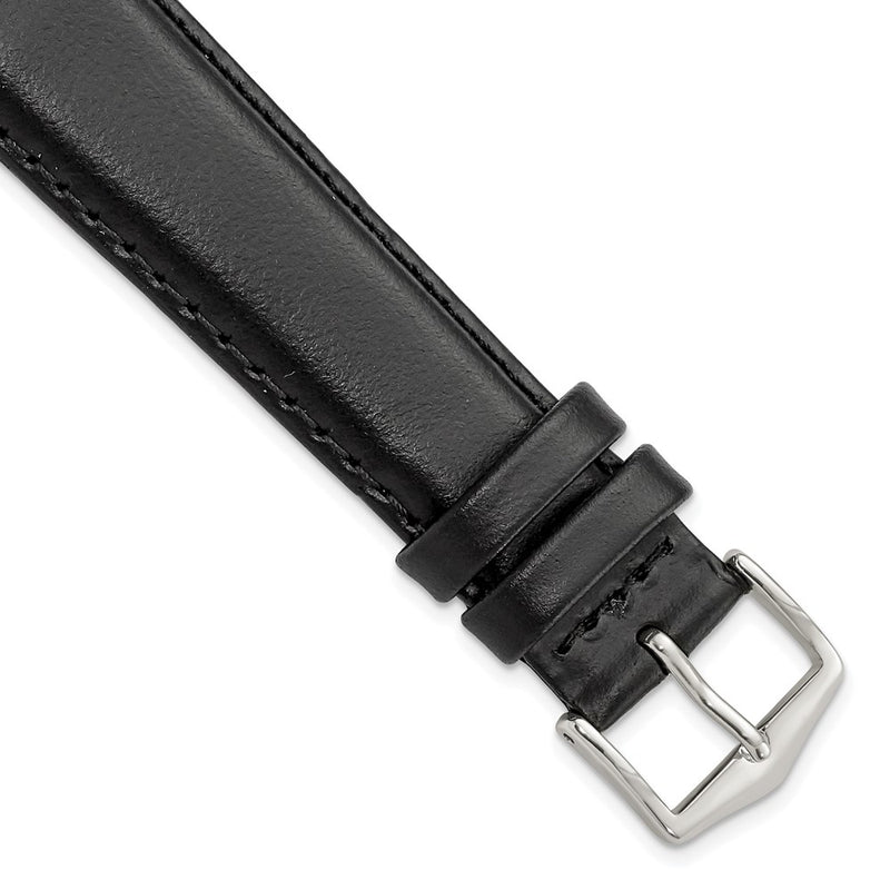 Gilden 19mm Black Oilskin Leather with Stainless Steel Buckle 7.4 inch Watch Band