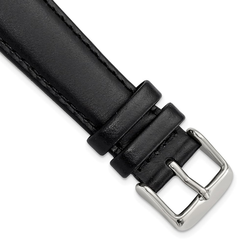 Gilden 20mm Black Oilskin Leather with Stainless Steel Buckle 7.4 inch Watch Band