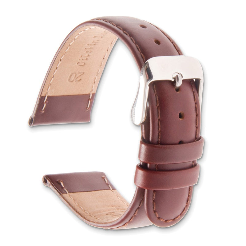 Gilden 16mm Brown Oilskin Leather w/Silver-tone Buckle Watch Band
