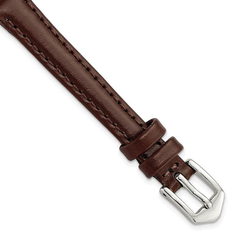 Gilden 10mm Brown Oilskin Leather w/Silver-tone Buckle Watch Band