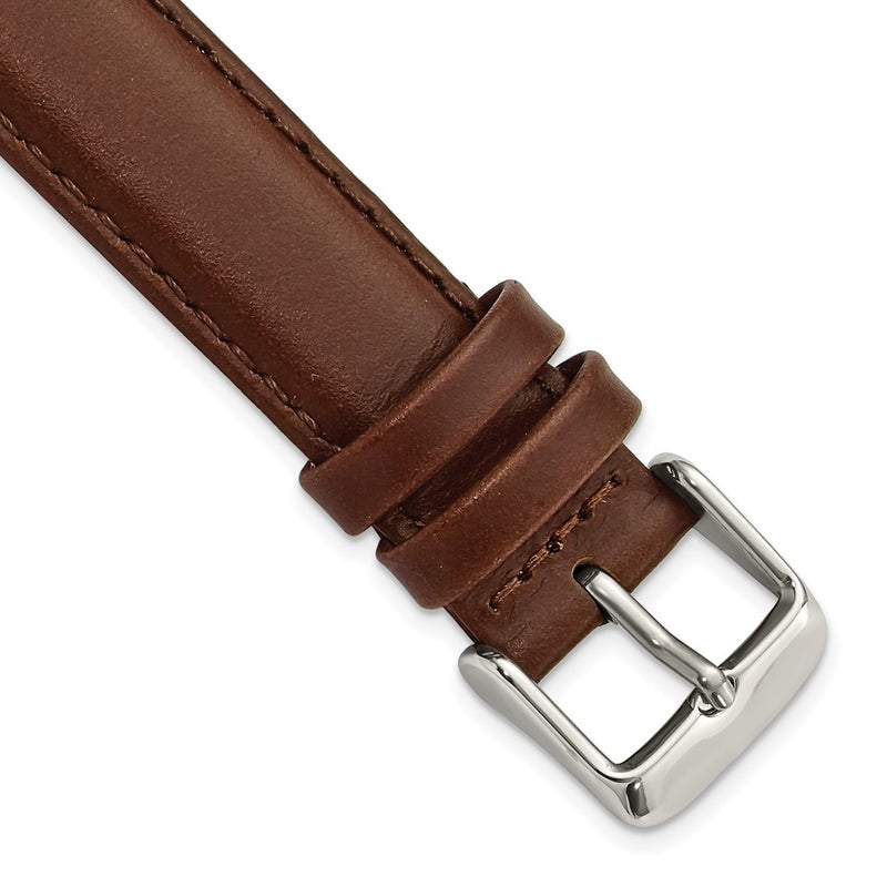 Gilden 16mm Brown Oilskin Leather w/Silver-tone Buckle Watch Band