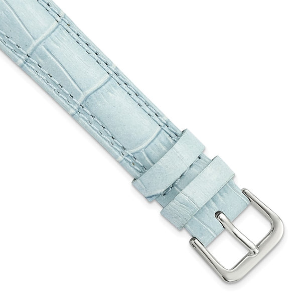 Gilden 16mm Pale Blue Padded Gator Grain Calfskin Watch Band