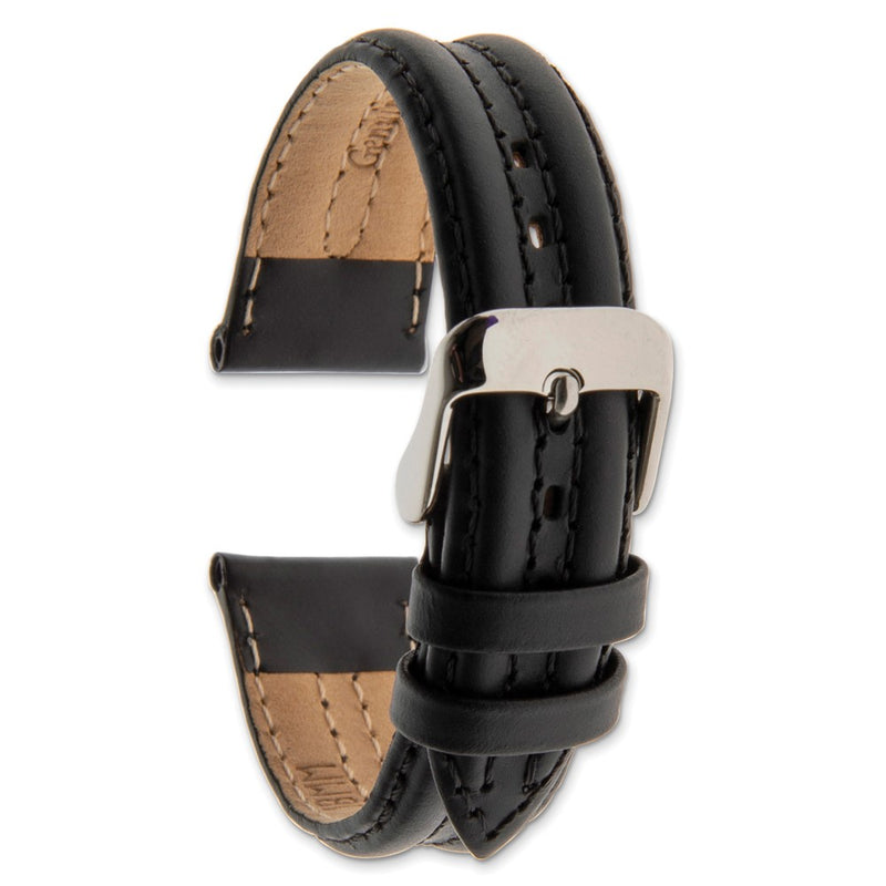 Gilden 18mm Black Double Pad Oilskin Leather Watch Band