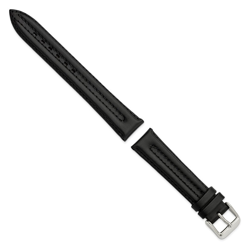 Gilden 18mm Black Double Pad Oilskin Leather Watch Band