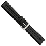 Gilden 20mm Black Double Pad Oilskin Leather with Stainless Steel Buckle 7.5 inch Watch Band