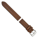 Gilden 24mm Brown Thick and Heavy Sport Calfskin Leather with Brown Stitching and Stainless Steel Buckle 8.1 inch Watch Band