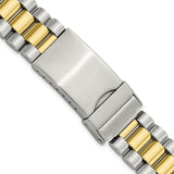 Gilden Mens 18-22mm President-Style Satin and Polished Two-tone Stainless Steel with Deployment Buckle 7 inch Watch Band