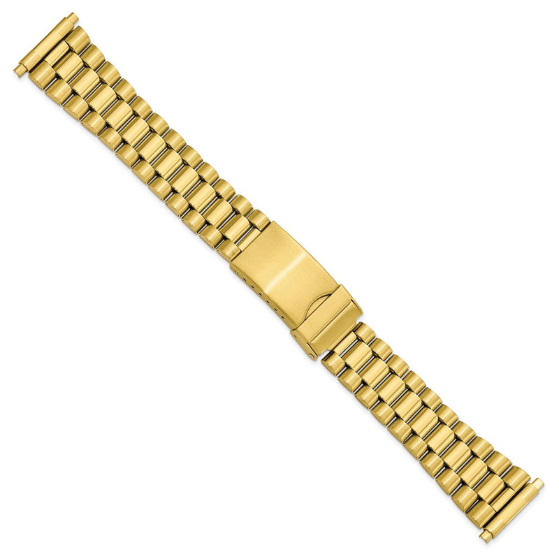 Gilden Mens 18-22mm Yellow President-style Stainless Steel Watch Band