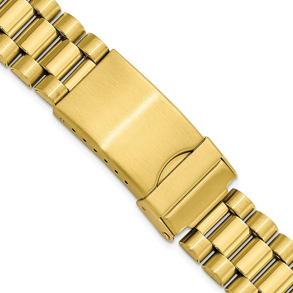 Gilden Mens 18-22mm Yellow President-style Stainless Steel Watch Band