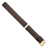 20mm Dark Brown Italian Calfskin Sq. End Gold-tone Buckle Watch Band