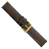 22mm Dark Brown Italian Calfskin Sq. End Gold-tone Buckle Watch Band