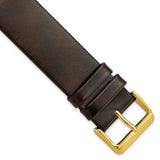 22mm Dark Brown Italian Calfskin Sq. End Gold-tone Buckle Watch Band