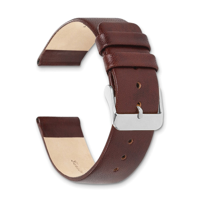 22mm Mahogany Italian Calfskin Sq. End Gold-tone Buckle Watch Band