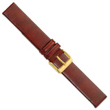 DeBeer 18mm Havana Italian Calfskin Leather with Square End Gold-tone Buckle 7.75 inch Watch Band