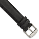 DeBeer 18mm Black Full Oil Leather with Brushed Silver-tone Steel 7.75 inch Watch Band