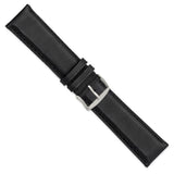 DeBeer 24mm Black Full Oil Leather with Brushed Silver-tone Steel 7.75 inch Watch Band